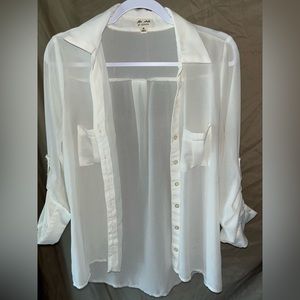 Arte by Zenana Sheer White Button Up
